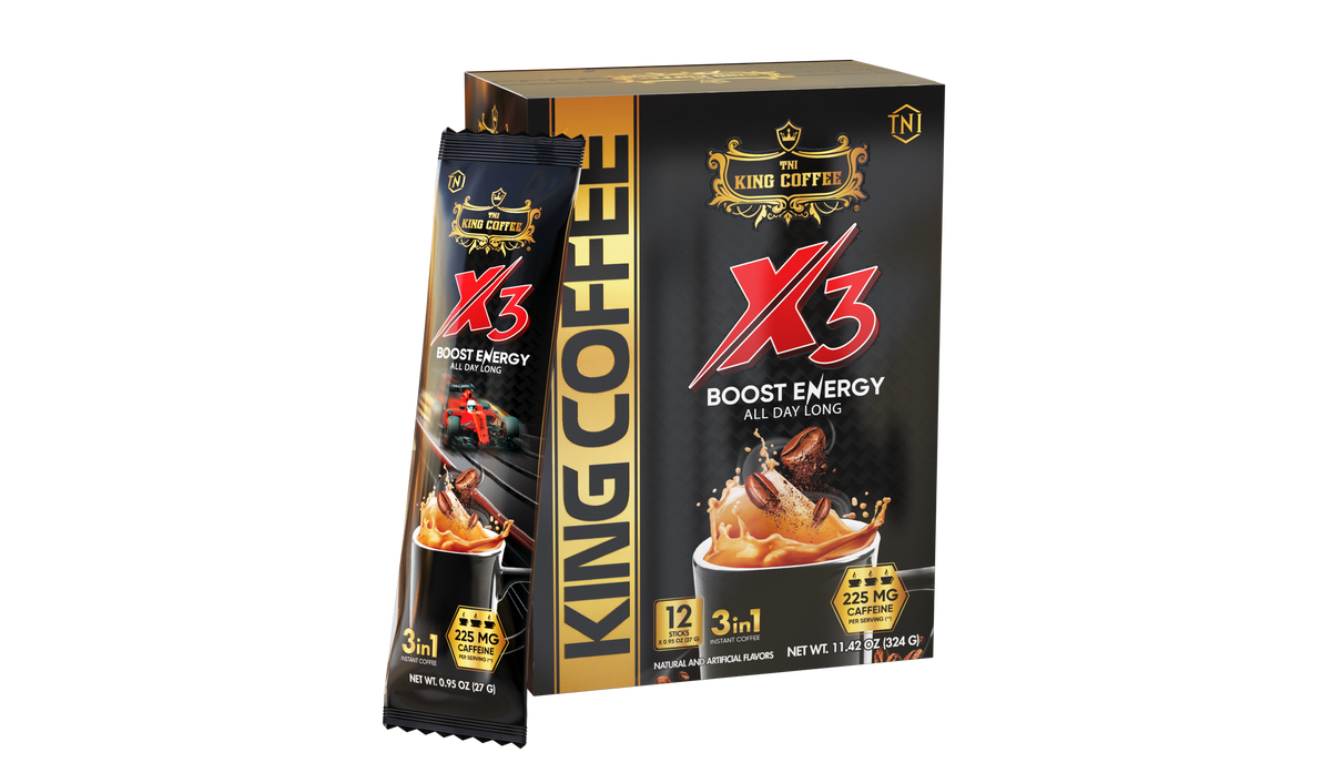 King Coffee - 3in1 - X3 Instant Coffee Mix - Boost Energy - Box 12