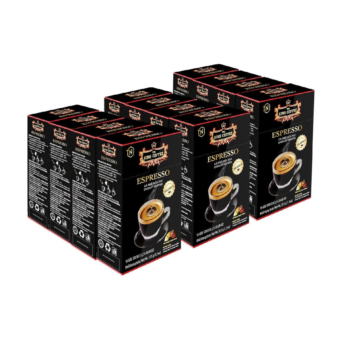 King Coffee - Instant Espresso - Box 15 Sticks ( 12 Boxes) Free