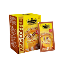 Load image into Gallery viewer, King Coffee 3in1 Instant Coffee Mix - Vietnamese Cafe Sua - Iced Milk Plus- Box 10 sachets x 20g ( 50 Boxes) Free Standard Shipping