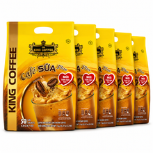 Load image into Gallery viewer, King Coffee 3in1 Instant Cafe Sua Vietnamese Iced Milk Instant Coffee Mix Bag 50 sachets x 20g (5 Bags) - Free Standard Shipping