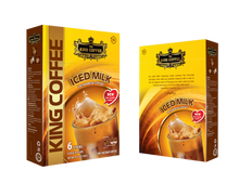 Load image into Gallery viewer, King Coffee 3in1 Instant Coffee Mix - Vietnamese Cafe Sua - Iced Milk Plus- Box 6 Sticks x 20g - Free Standard Shipping 2 Boxes