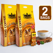 Load image into Gallery viewer, King Coffee 3in1 Instant Cafe Sua Vietnamese Iced Milk Instant Coffee Mix Bag 100 Sticks x 20g (2 Bags) - Free Standard Shipping
