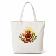 Load image into Gallery viewer, King Coffee Premium Reusable Top Zip Canvas Tote Bag โ Vietnamese Coffee Culture Design