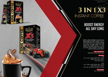 Load image into Gallery viewer, King Coffee X3 Boost Engery Coffee Information and Instruction.