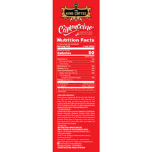 Load image into Gallery viewer, KING COFFEE Cappuccino Instant 12s x 20g - Hazelnut Flavor - Nutrition Facts