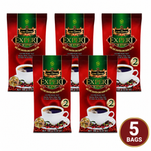 Load image into Gallery viewer, King Coffee Ground Coffee Expert Blend #2 Arabica, Robusta, Excelsa &amp; Catimor Beans Blended 100g (5 Bags)
