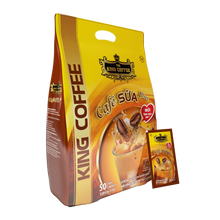 Load image into Gallery viewer, King Coffee 3in1 Instant Cafe Sua Vietnamese Iced Milk Instant Coffee Mix Bag 50 sachets x 20g (1 Bag) - Free Standard Shipping
