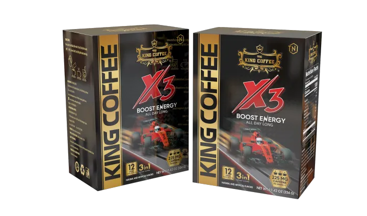 King Coffee 3in1 X3 Boost Enegry Instant Coffee - 12 Sticks - Pack of 2