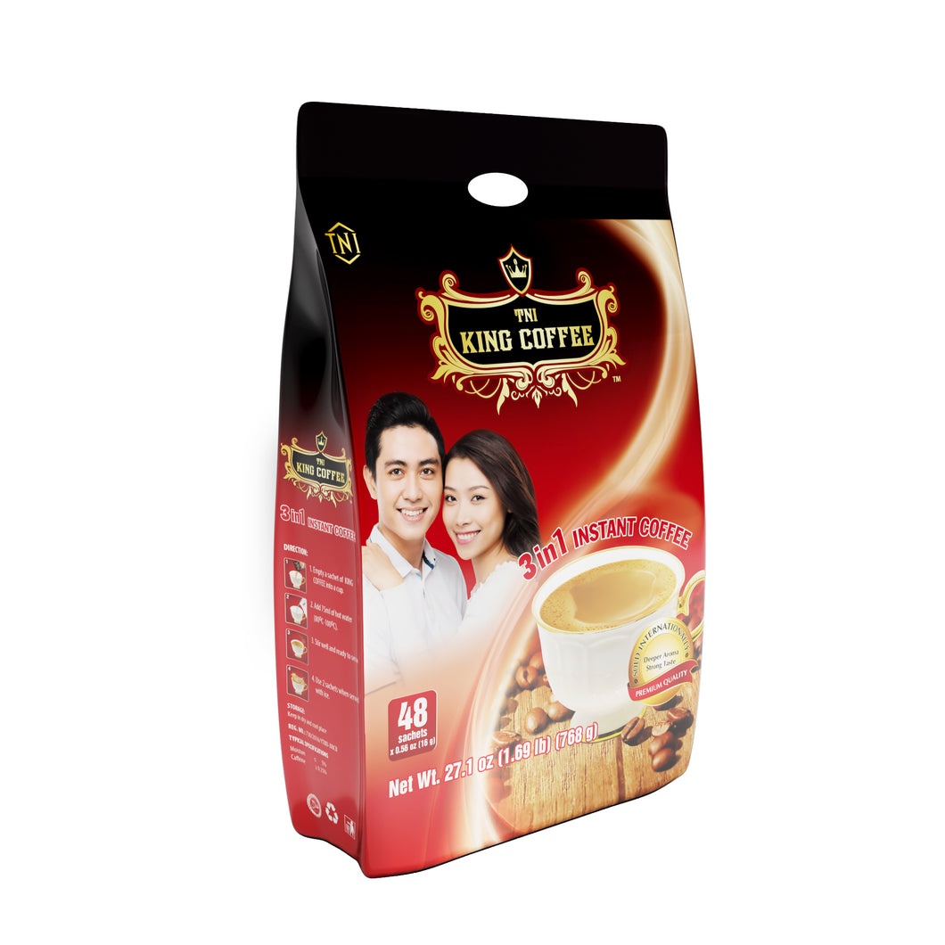 King Coffee Premium Instant Coffee - 3 in 1 Vietnamese Coffee Blend w/  Creamer & Sugar - 88 Single Serve Instant Coffee Packets (1 Bag - 88 Sticks)