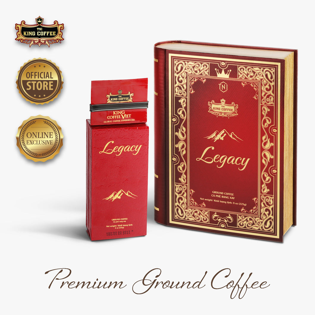 KING COFFEE Roast & Ground LEGACY Coffee Box | 100% Arabica coffee beans | Luxurious coffee gift set | 225gr