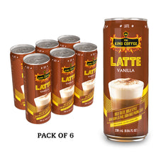 Load image into Gallery viewer, King Coffee RTD Latte Flavor Vanilla | Pack of 6 Can | Delicious Taste | Suitable for New and Light Drinkers
