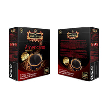 Load image into Gallery viewer, King Coffee AMERICANO Instant Coffee Medium Roast w/ Finely-ground coffee - Front and Back of the box.
