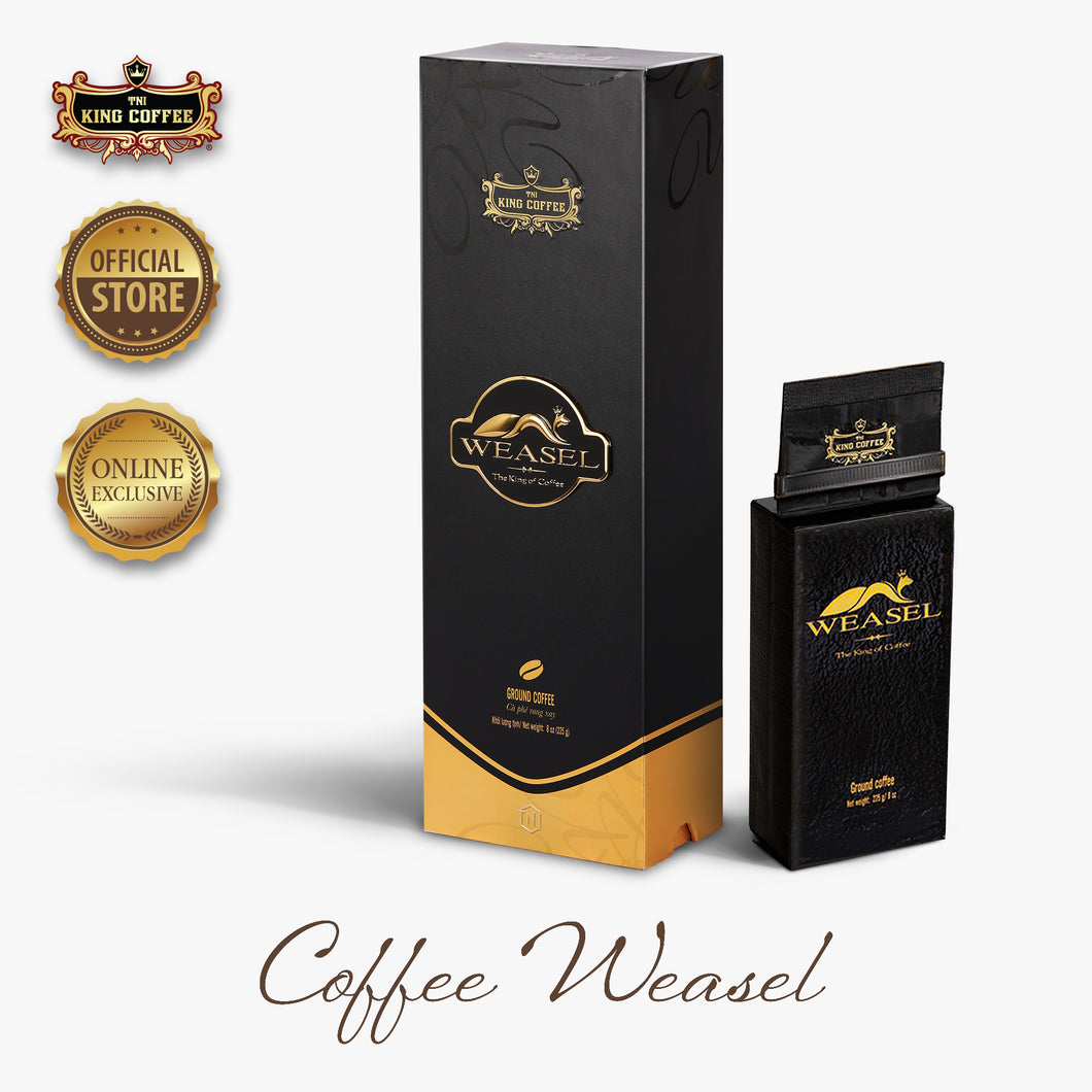 KING COFFEE Roast & Ground LUXURY WEASEL Coffee Box | 100% Arabica Weasel Coffee | 225gr