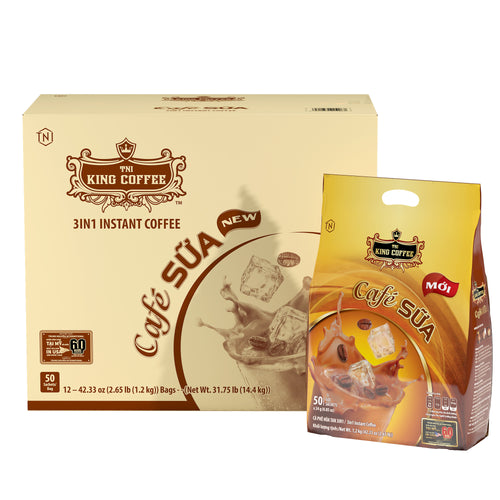 King Coffee CAFE SUA Iced Coffee with Milk 3in1 Instant Coffee 50 SACHETS