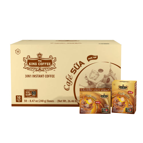 KING COFFEE Café Sữa Instant Coffee - 50 boxes/ case 10 Sachets