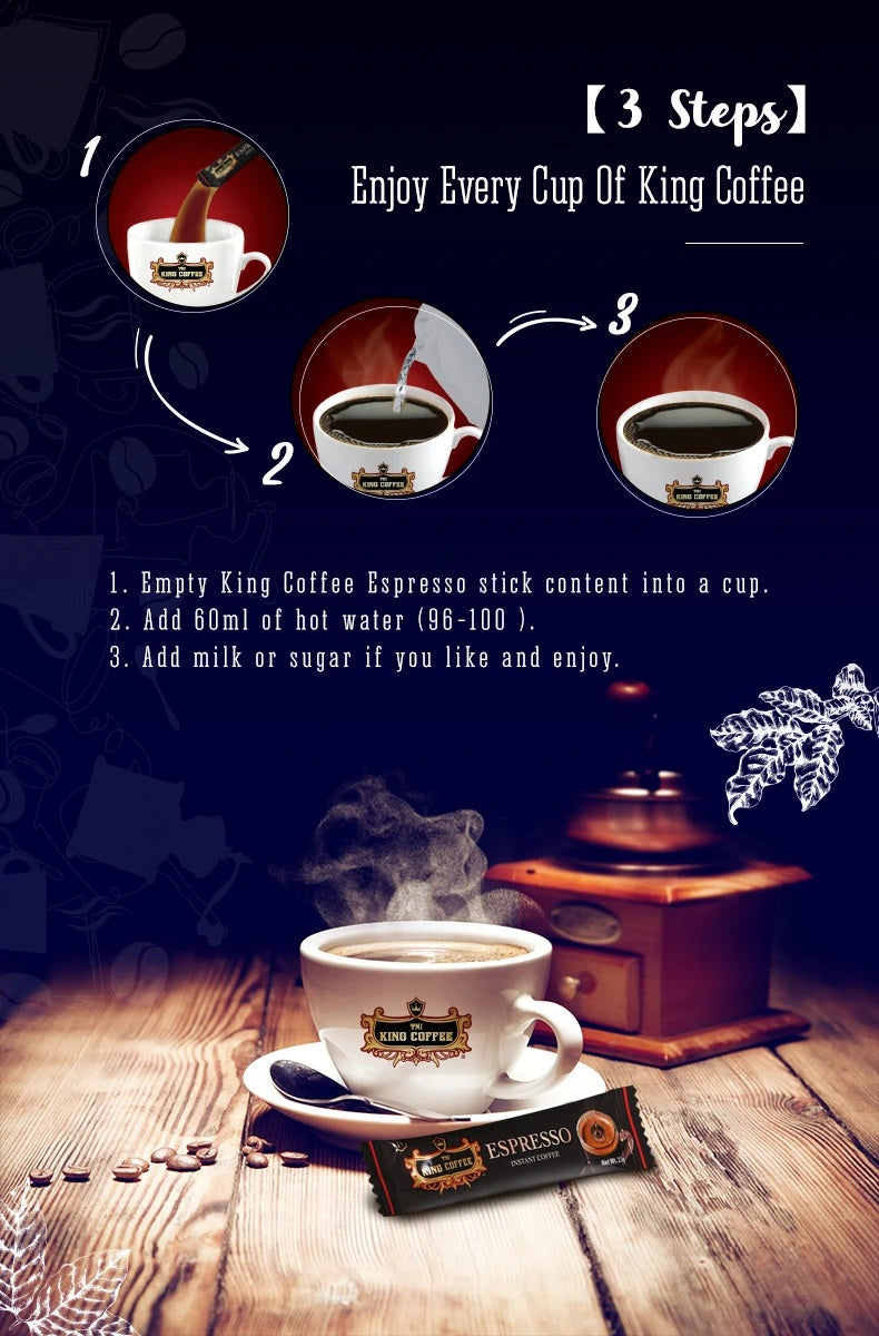 45 sticks King Coffee ESPRESSO Instant Coffee Medium Dark Roast w Arabica  Bean