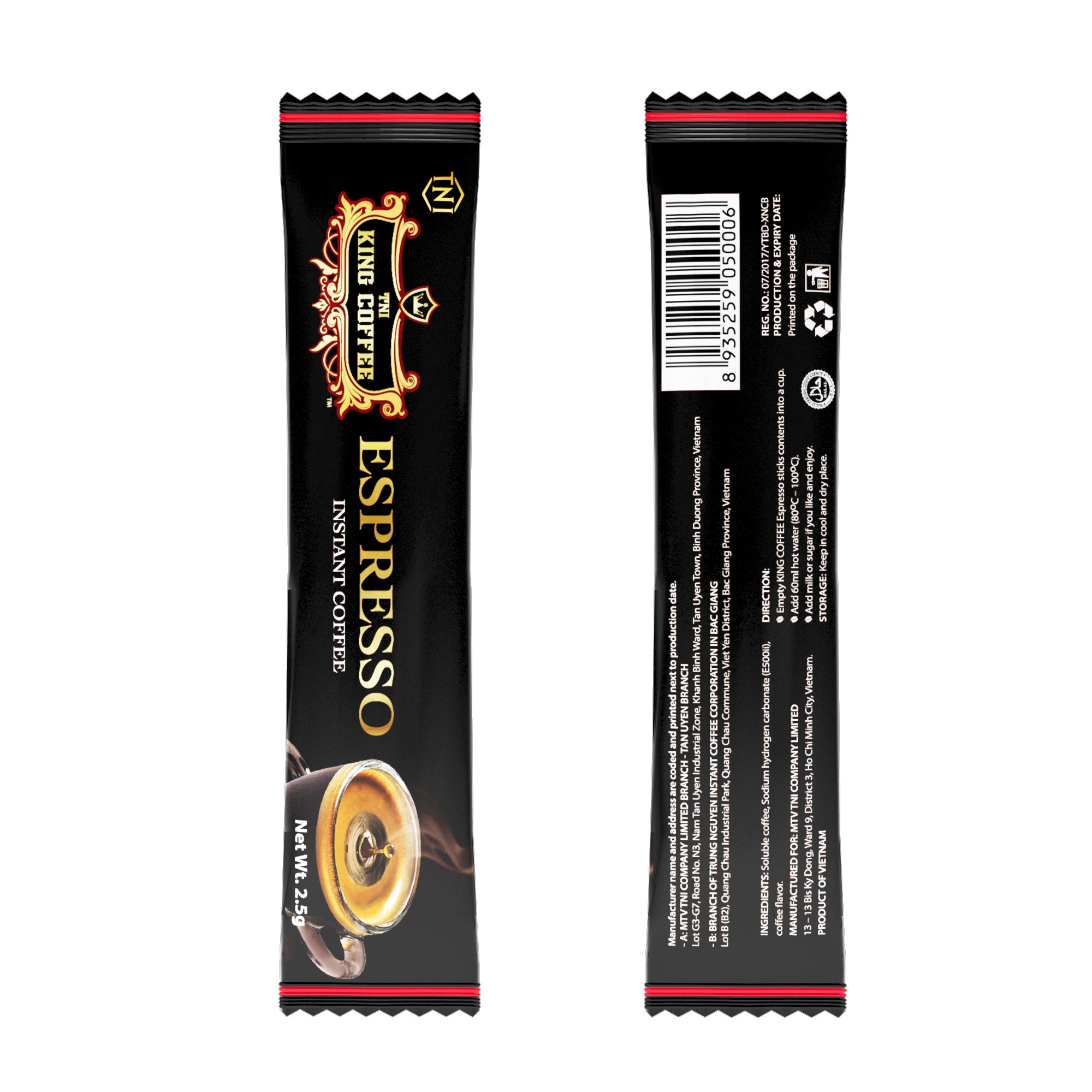 King Coffee - Instant Espresso - Box 15 Sticks ( 12 Boxes) Free