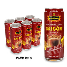 Load image into Gallery viewer, King Coffee RTD Ca Phe Sua Da Sai Gon (Vietnamese Iced Milk Coffee) | Pack of 6 Can | Strong, Bold and Unique Taste

