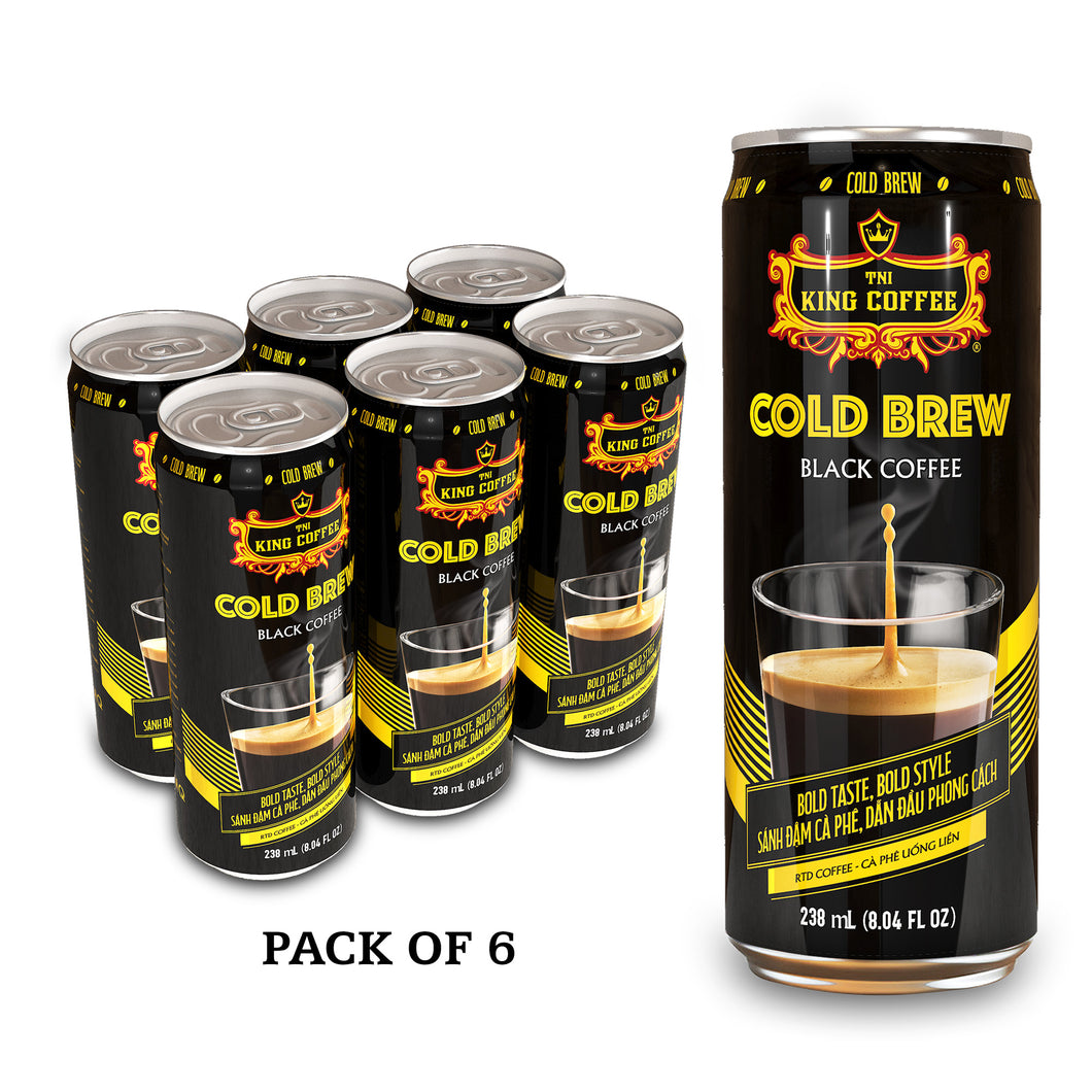 King Coffee RTD COLDBREW | Pack of 6 Can | Strong, Bold and Unique Taste | Perfect for a Busy Day